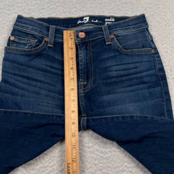 7 for‎ All Mankind Jeans 26 Ankle Gwenevere Low Rise Stretch Whiskered Dark Wash - Picture 4 of 10